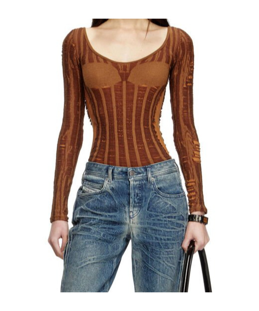 Diesel Seamless Top In Brown