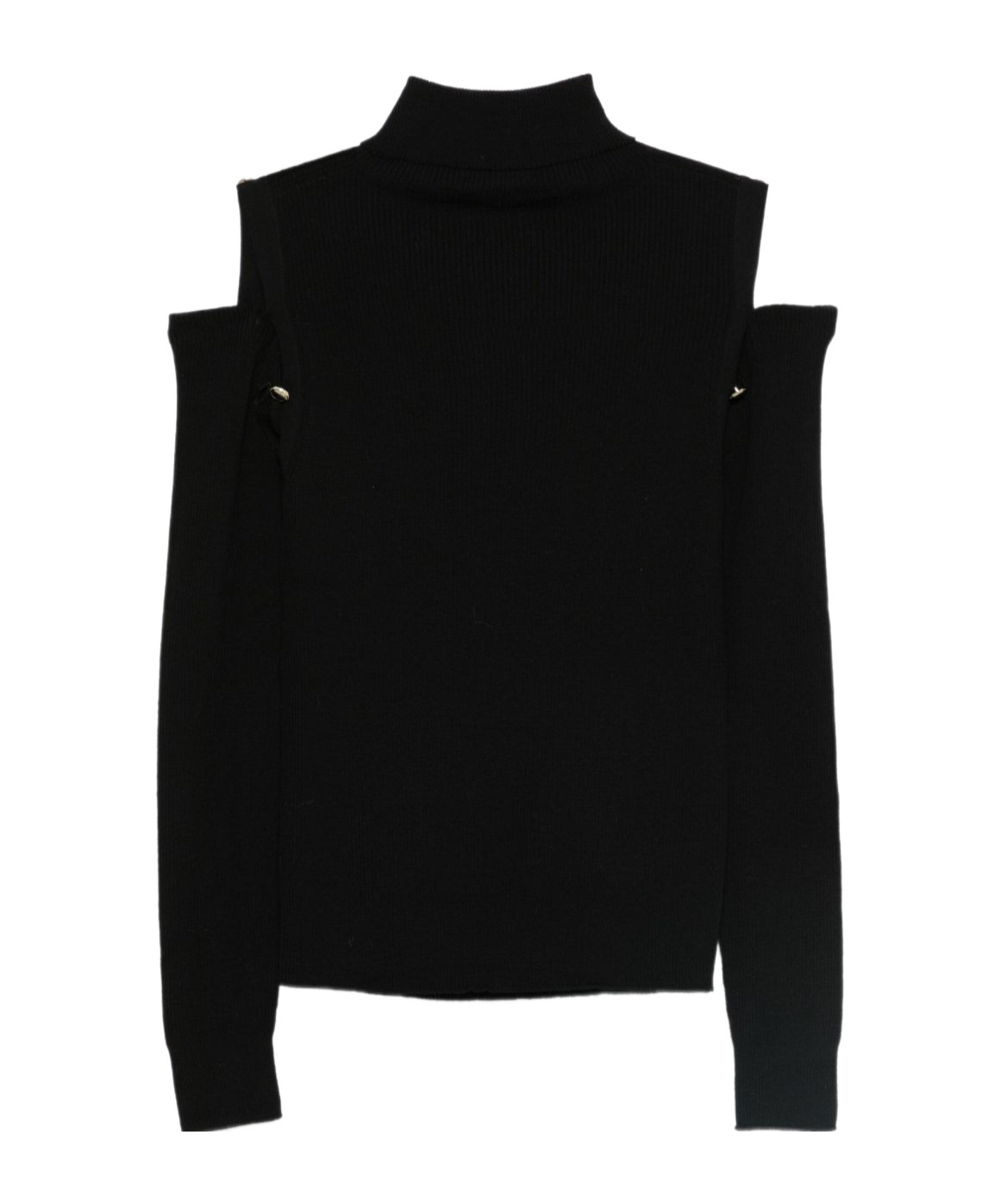 D Exterior High-neck Long-sleeved Sweater In Black
