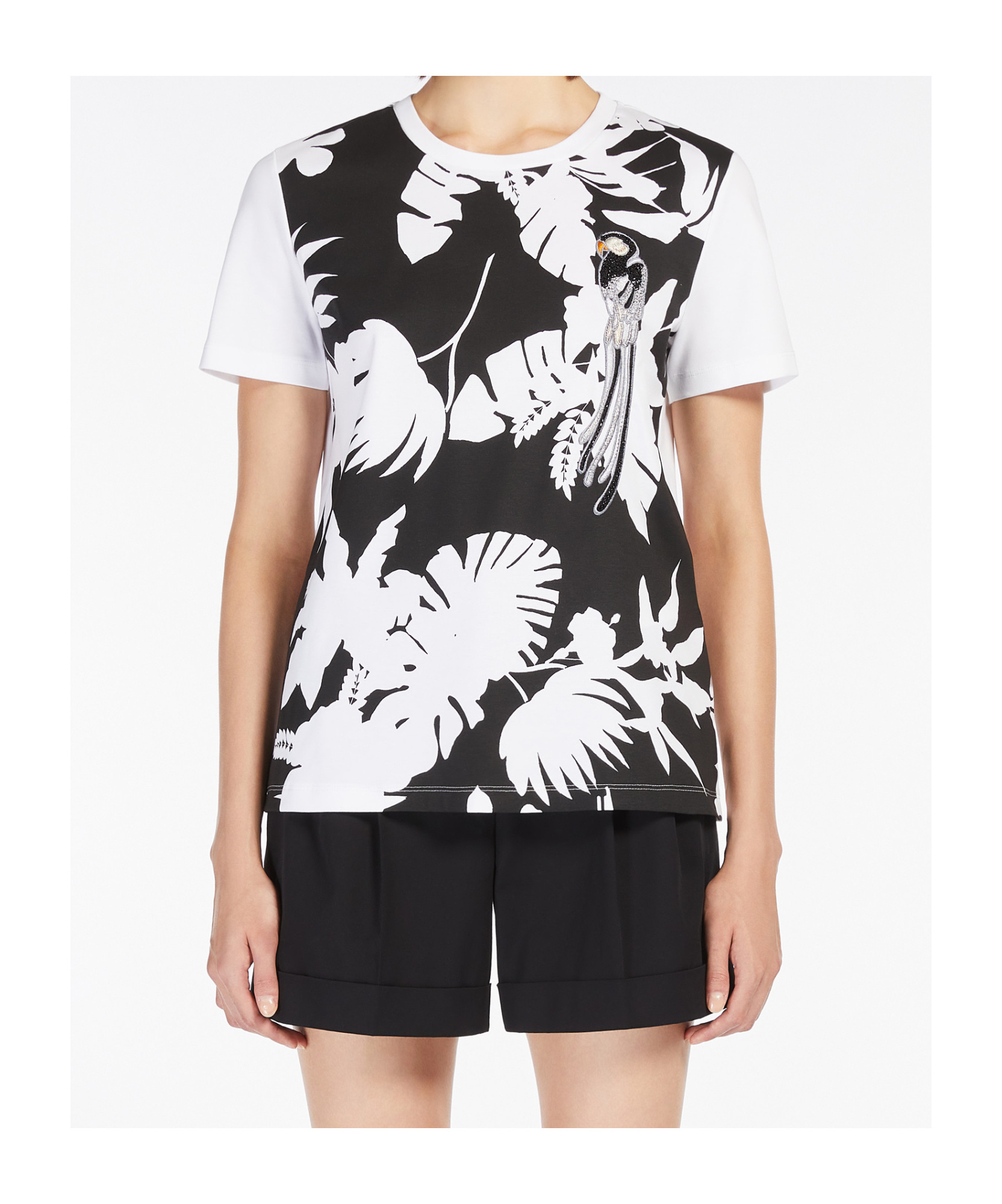 Max Mara Floral Printed Crewneck T-shirt In White