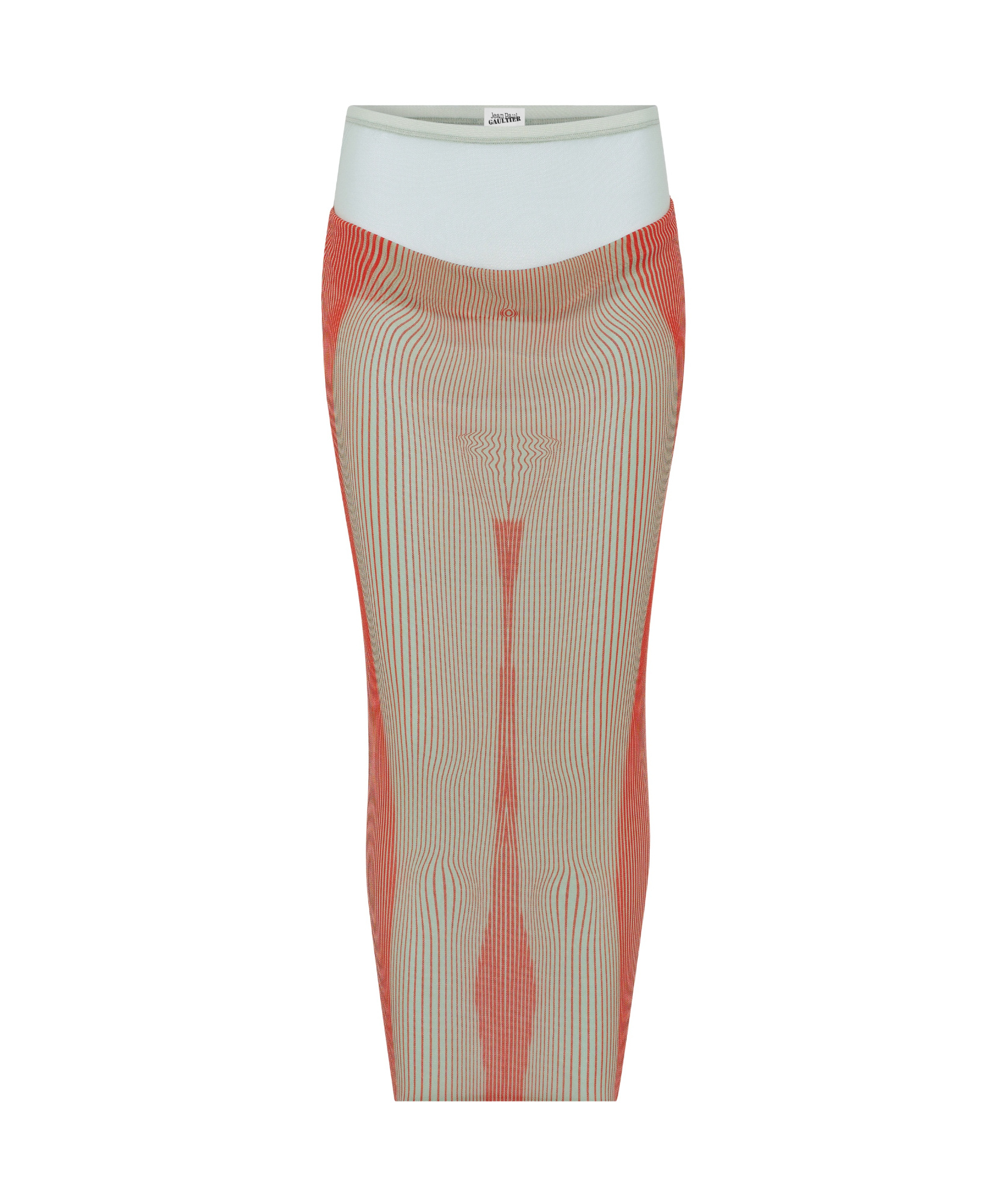Jean Paul Gaultier Sheer Striped Midi Skirt In Nude