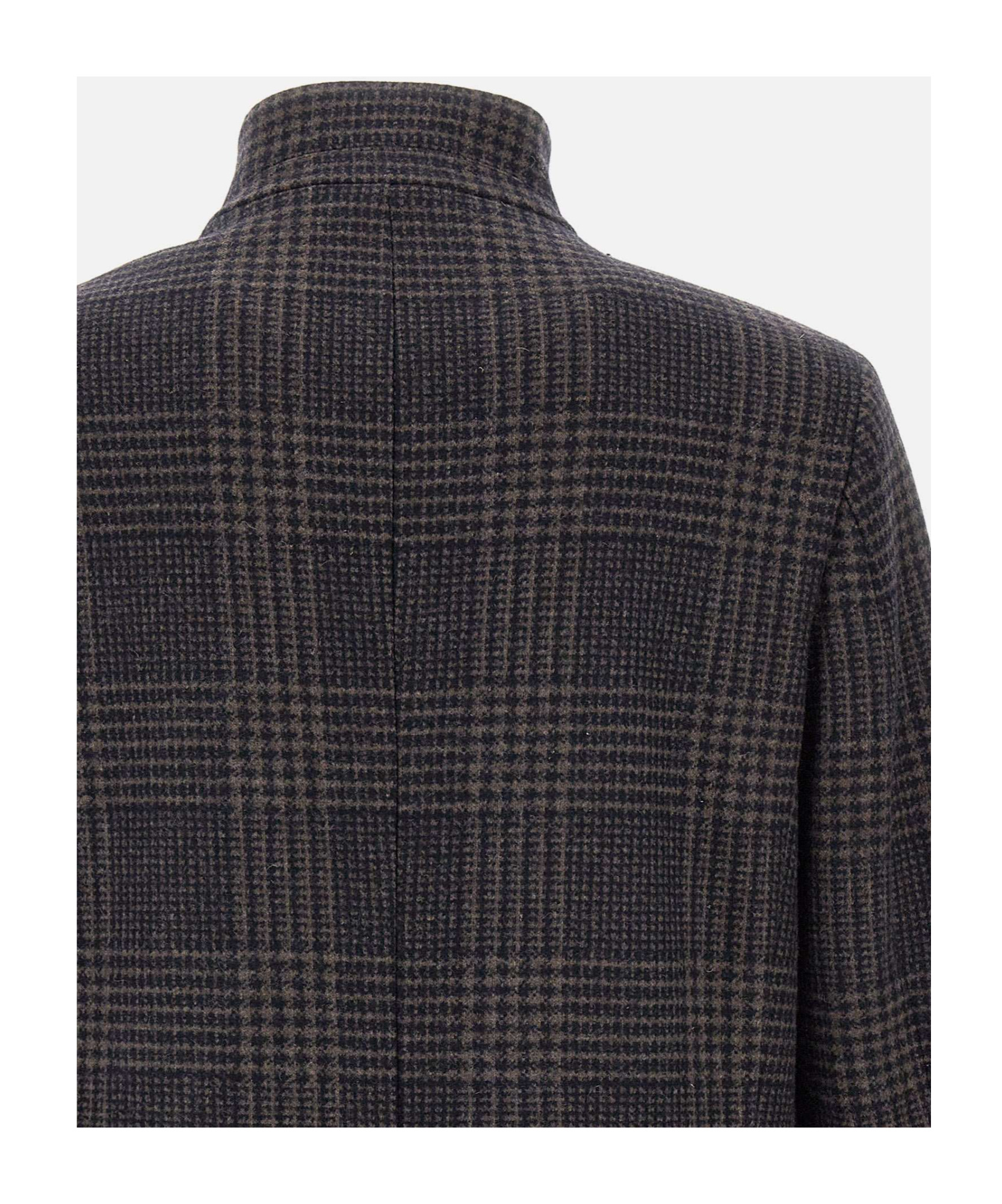 Fay Tartan Coat In Black