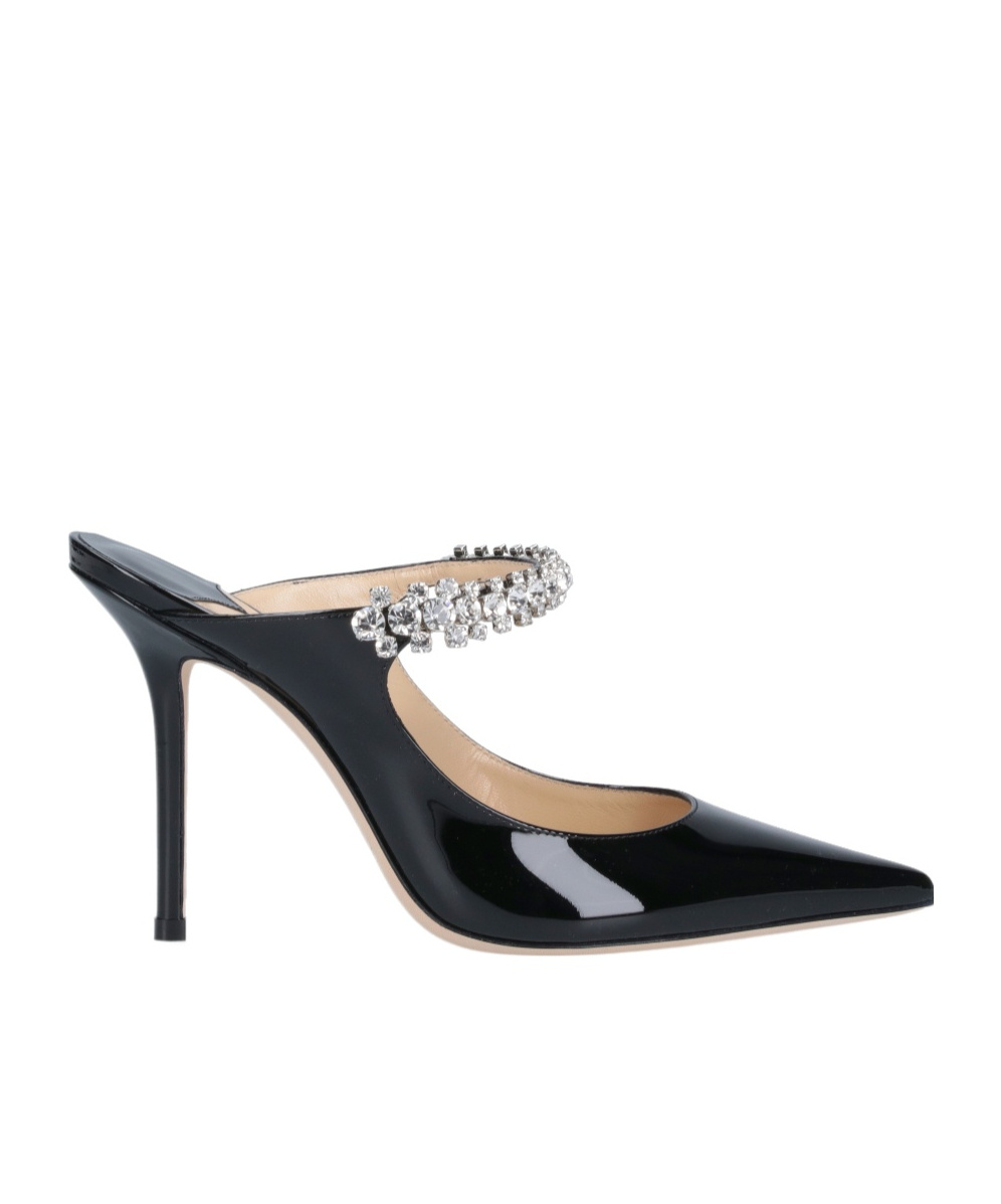 Jimmy Choo Crystal Strap Embellished Mules With 10cm Heel In Black