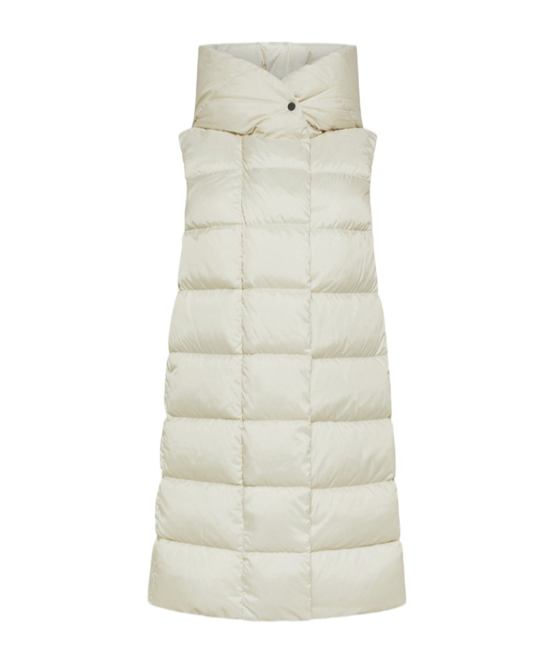 Peuterey Long Hooded Vest In Neutral