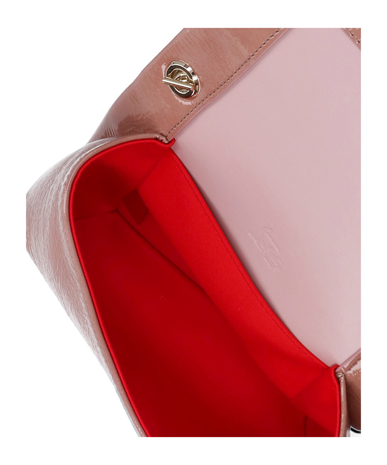 Christian Louboutin Crinkle Patent Shoulder Bag With Adjustable Gold Chain In Pink