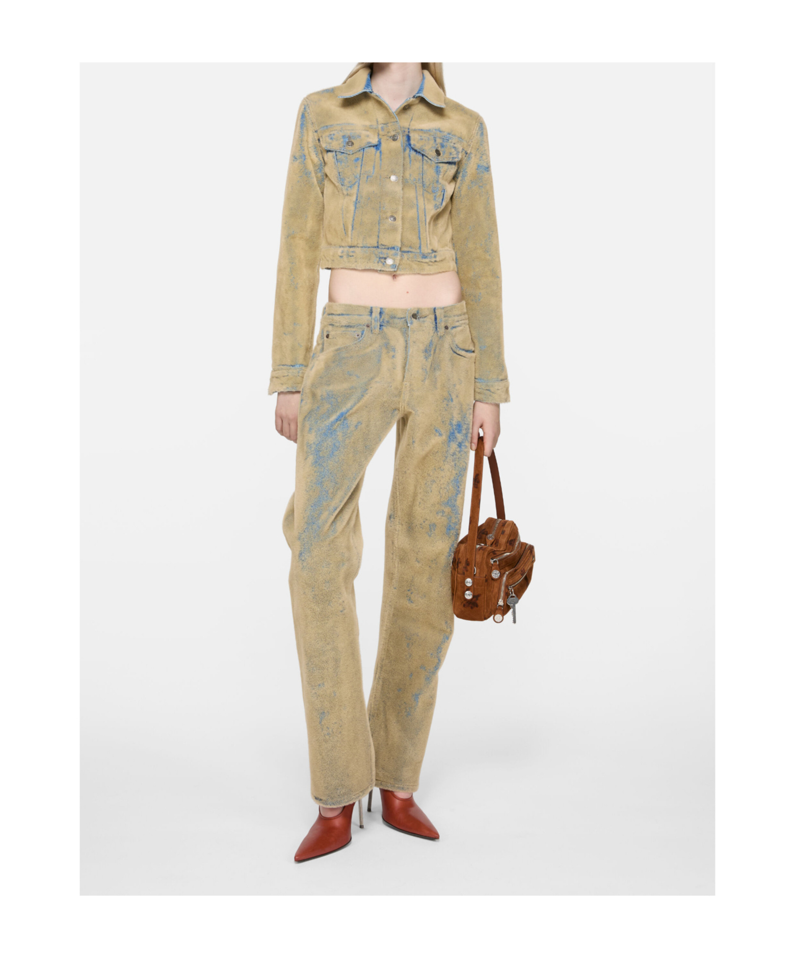 Acne Studios Textured Denim Jacket In Brown