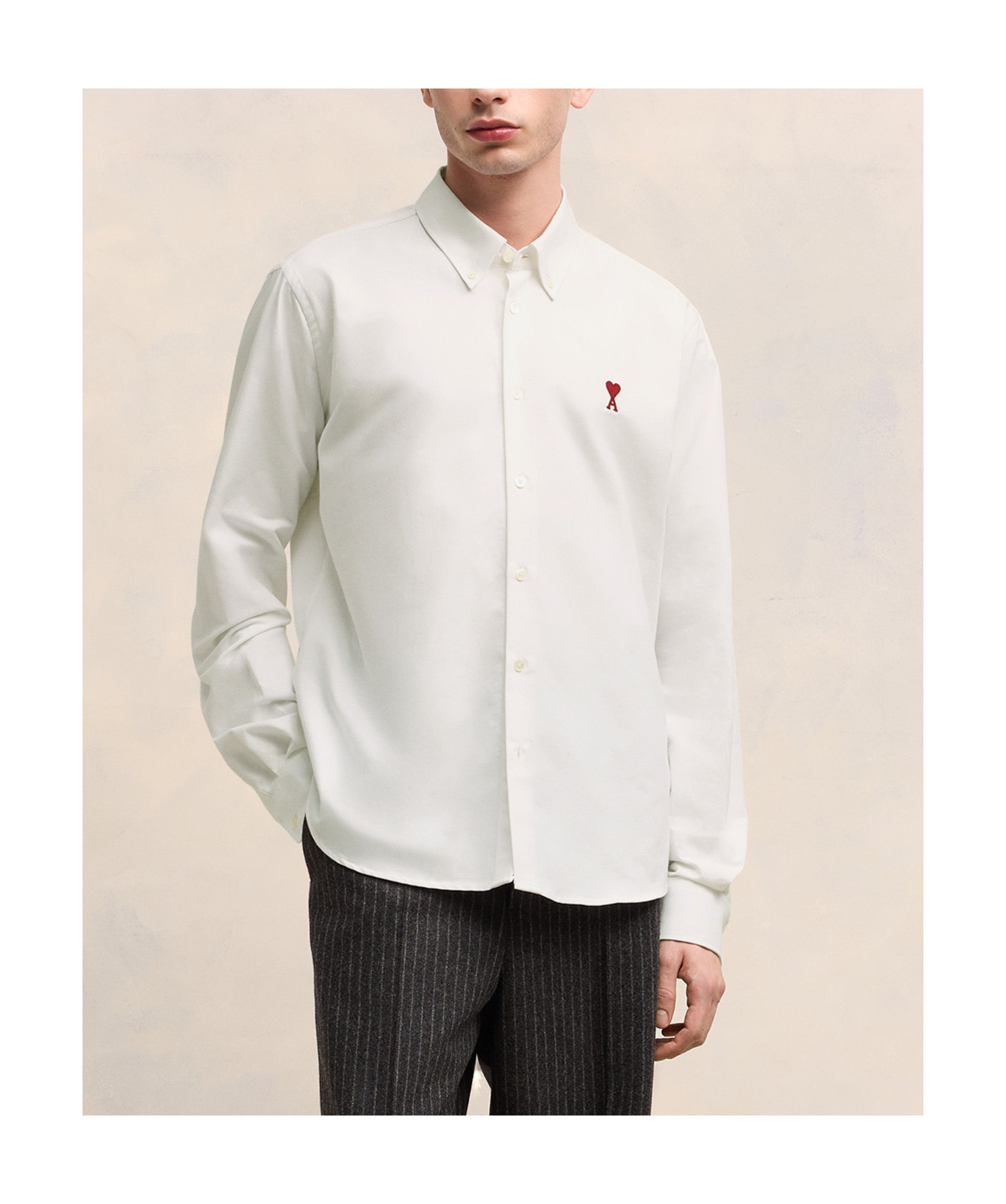 Ami Alexandre Mattiussi Ami Classic Button-down Shirt With Heart Logo In White