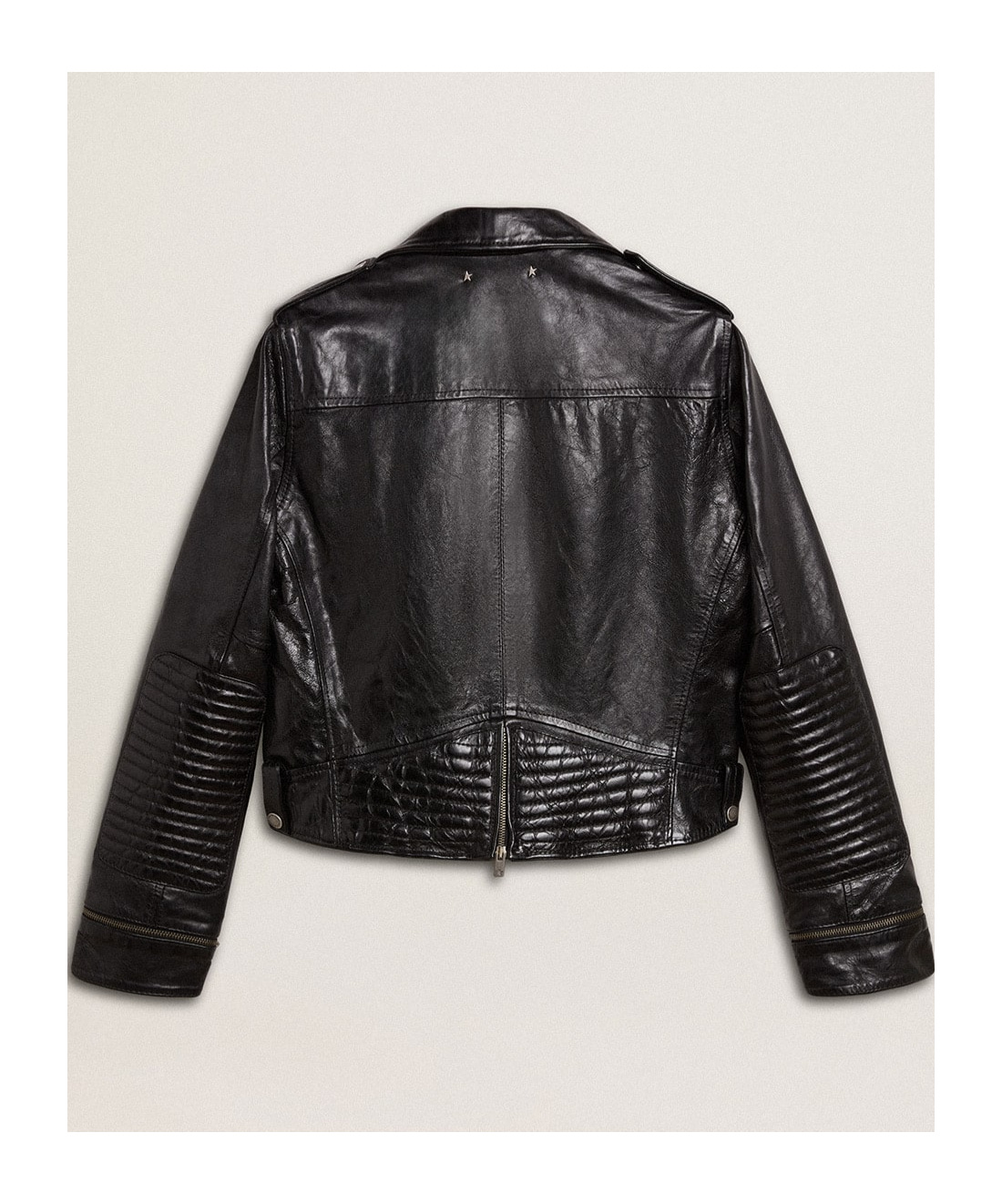 Golden Goose Smooth Leather Motorcycle Jacket In Black
