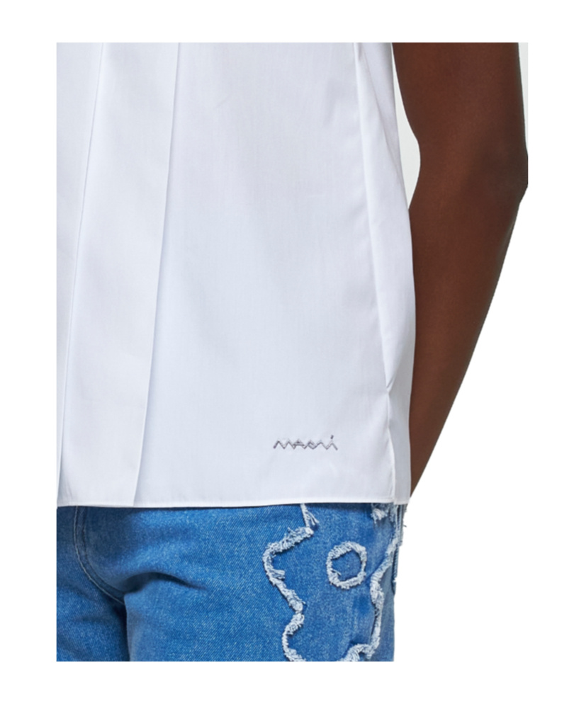 Marni Pleated Sleeveless Top In White