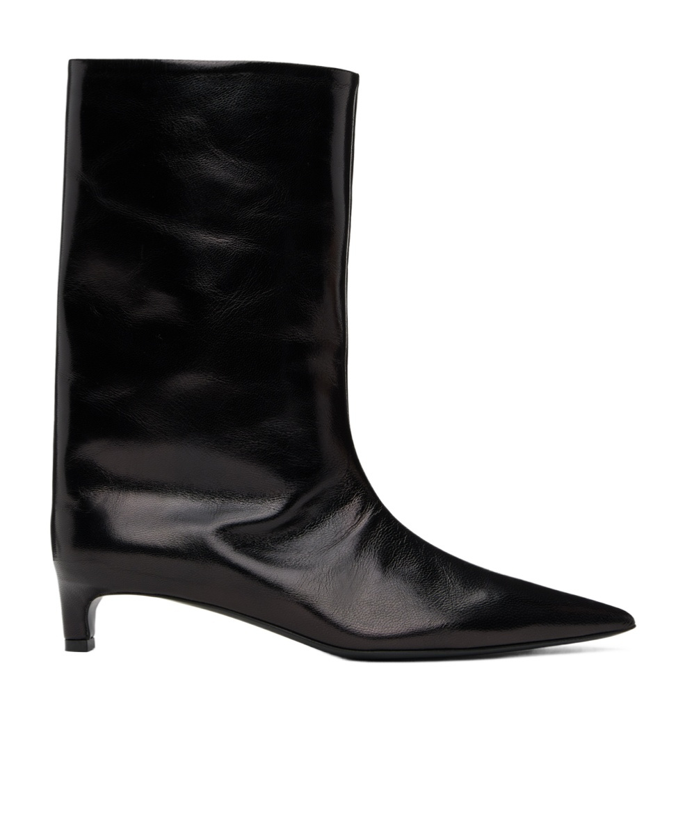 Jil Sander Black Leather Ankle Boots In Black