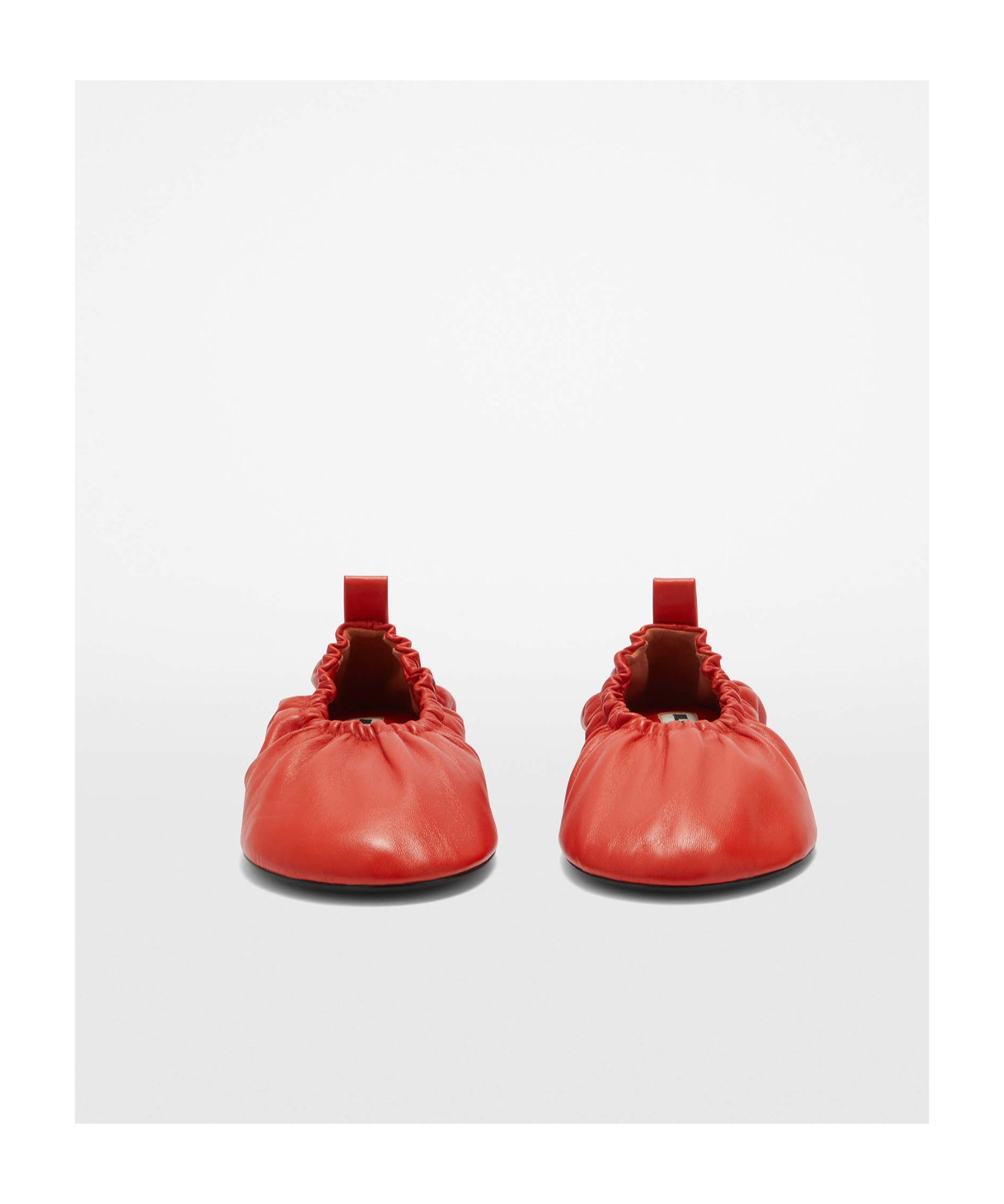 Jil Sander Gathered-detail Leather Ballerina Shoes In Red
