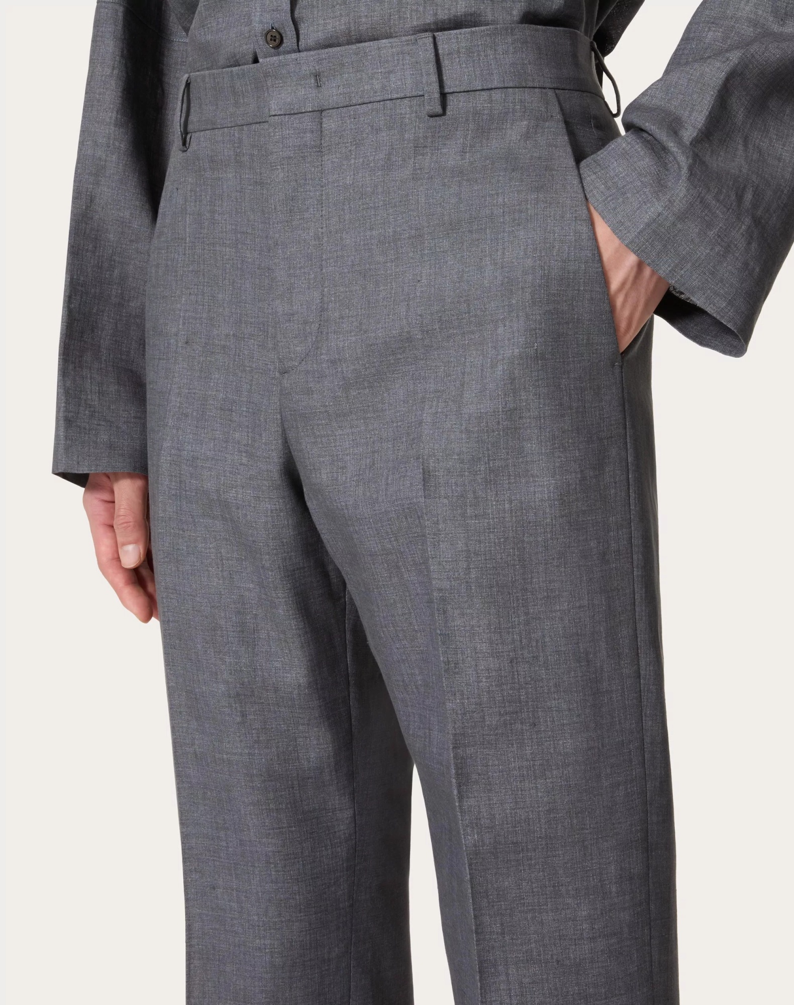 Valentino Belt-loop Casual Pants In Gray