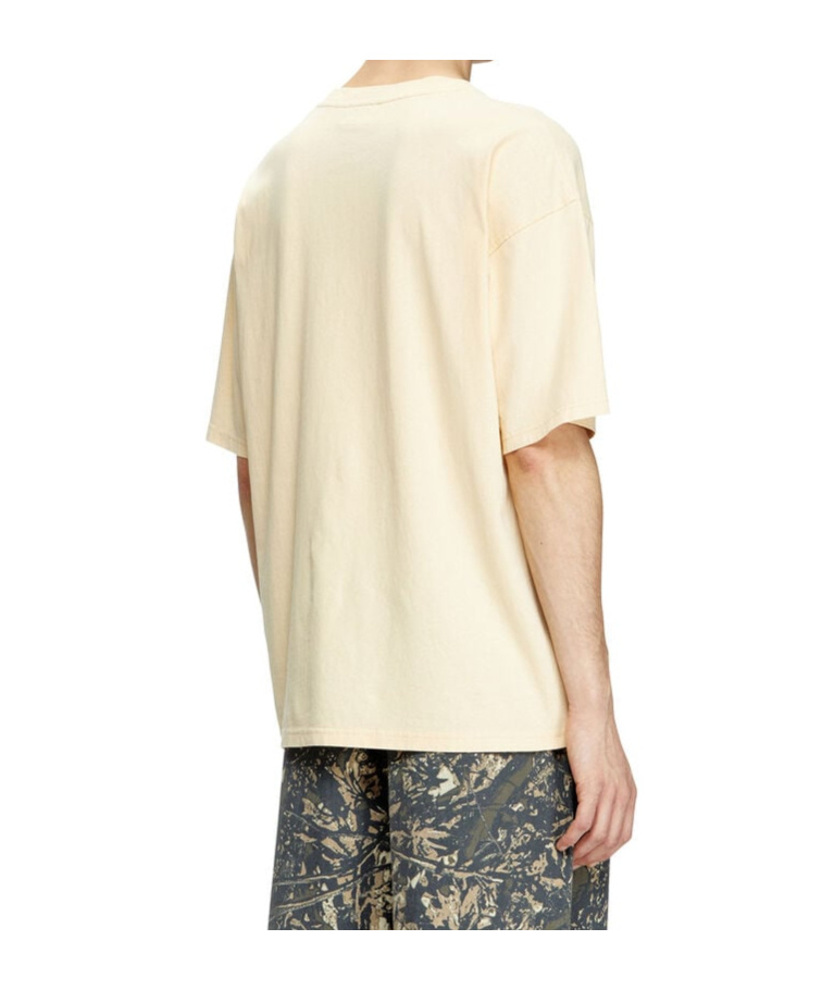 Diesel T-shirt With Distressed Flocked Logo In Nude