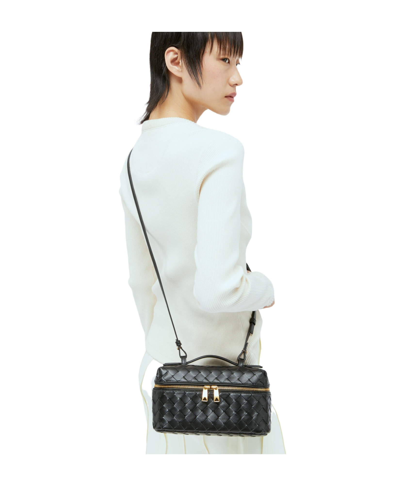 Bottega Veneta Bang Bang Vanity Intrecciato Leather Tote In Black