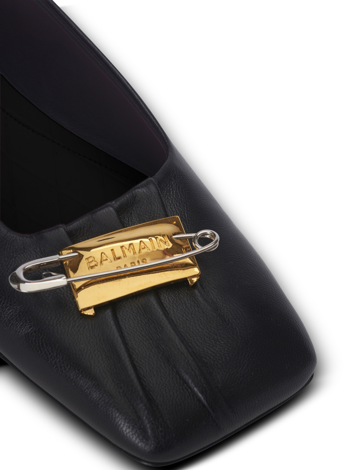 Balmain Square-toed Ballet Flats In Black