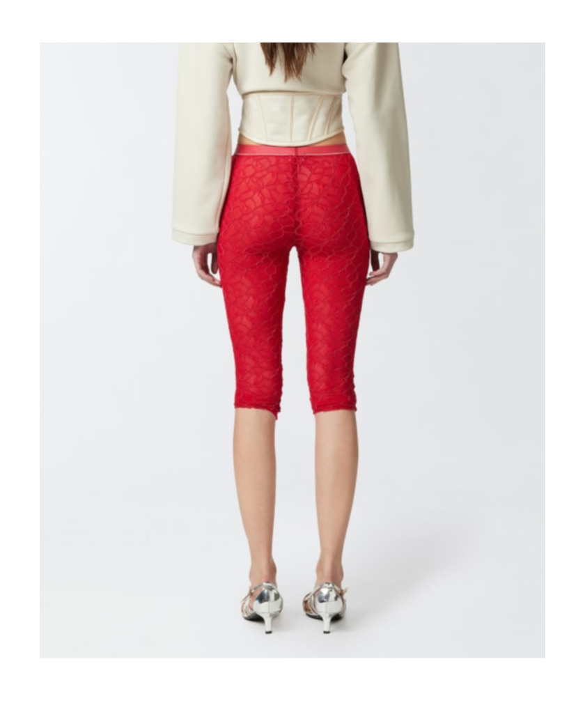 Pinko Knee-high Leggings In Stretch Lace In Red
