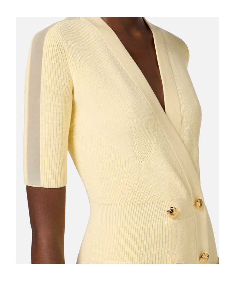 Shop Elisabetta Franchi V-neck Knitted Dress In Lemonade