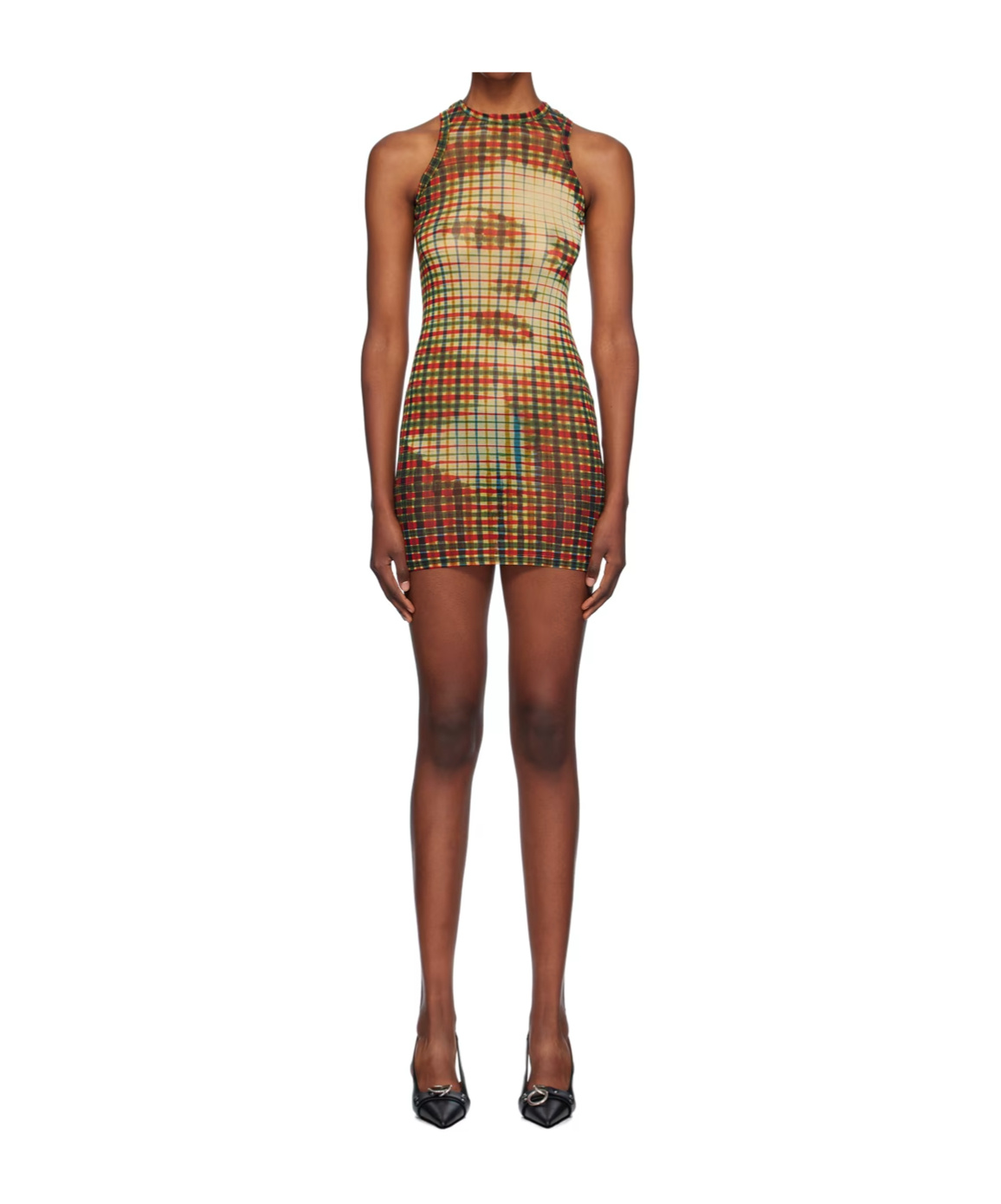 Jean Paul Gaultier Graphic Print Dress In Brown