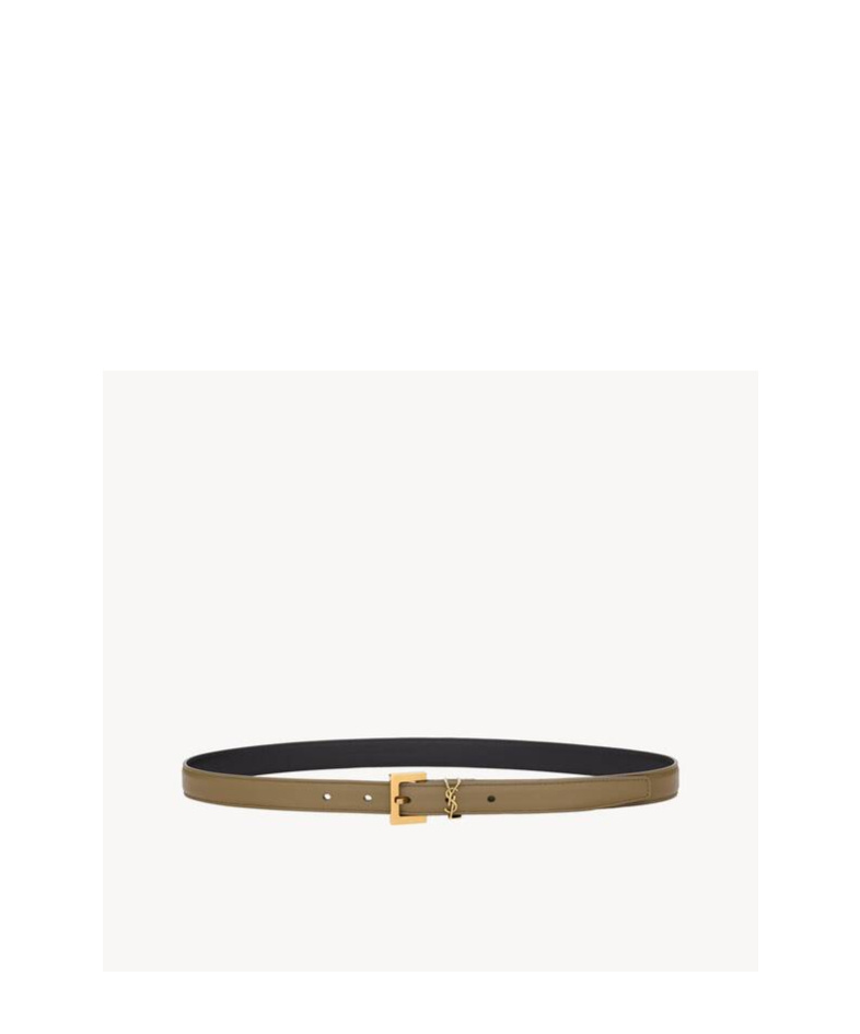 Saint Laurent Le Cassandre Narrow Smooth Leather Belt In Gold