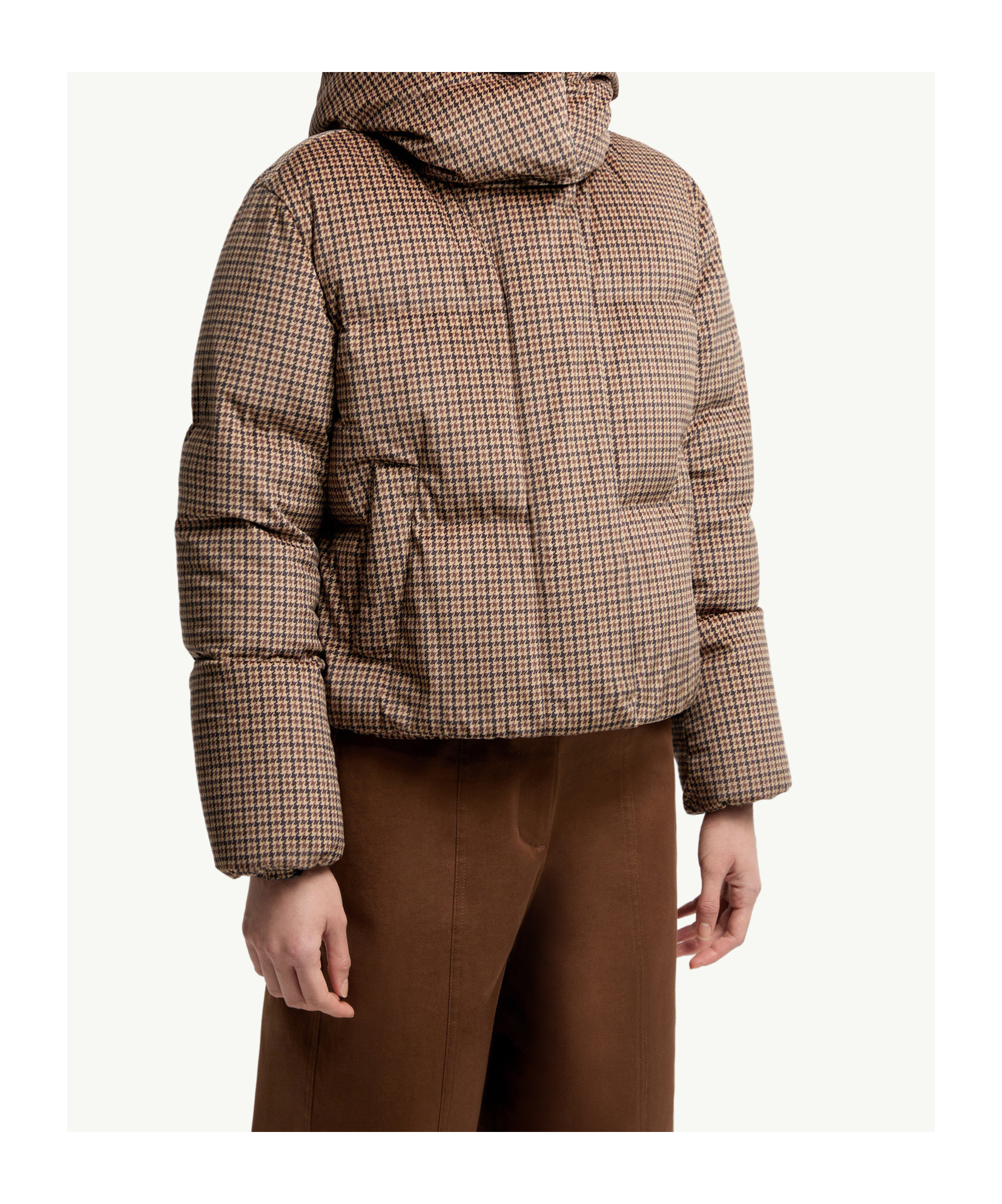 Moncler Quierzy Hooded Short Down Jacket In Brown