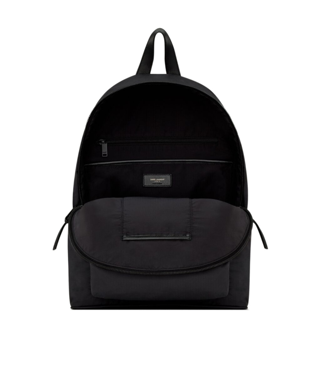 Saint Laurent City Backpack In Nylon Ripstop And Leather In Black