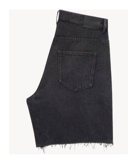 Saint Laurent Loose Black Bermuda Shorts In Denim Women In Black