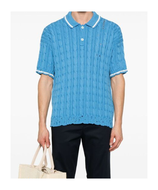 Marni Short Sleeve Polo Shirt In Blue