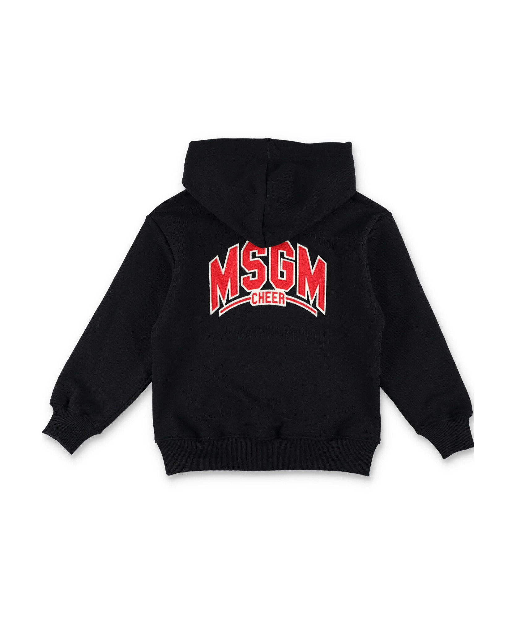 Msgm Back Printed Hooded Hoodie In Black