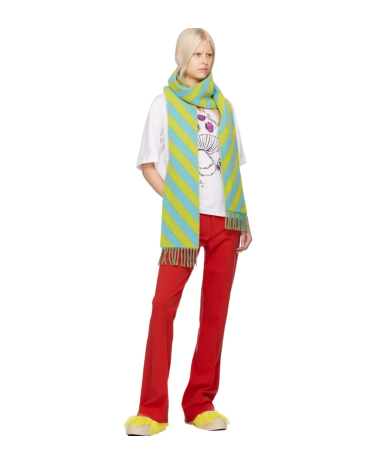 Marni Fringed Scarf In Green