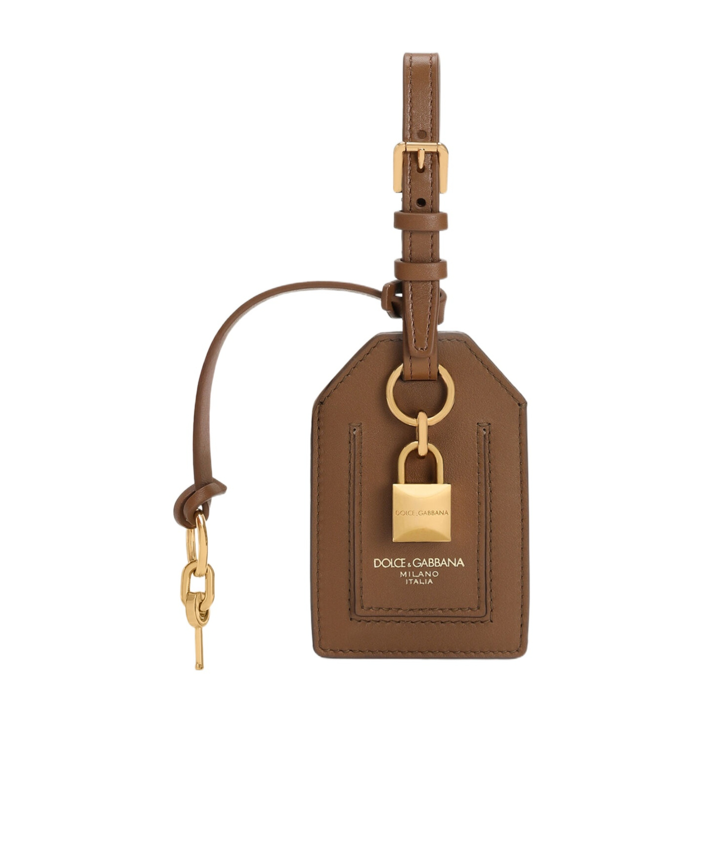 Dolce & Gabbana Tag Keyring In Brown