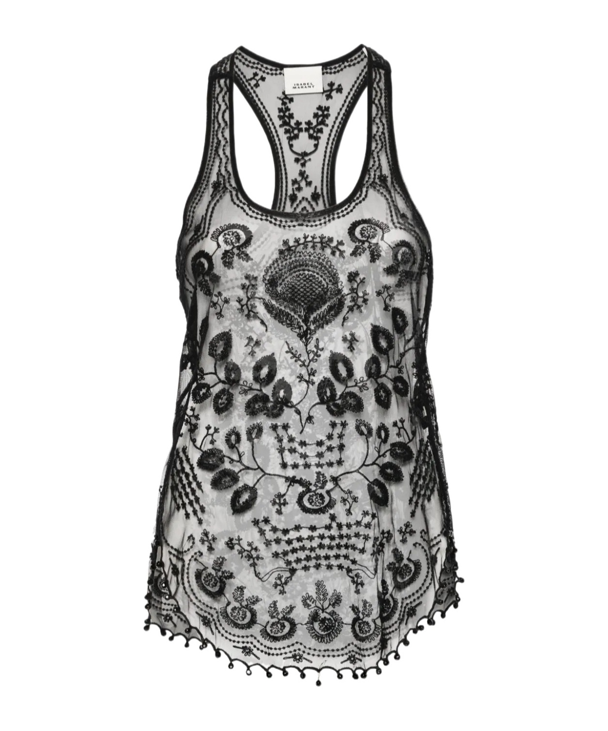 Isabel Marant Floral Embroidery Mesh Tank Top In Gray