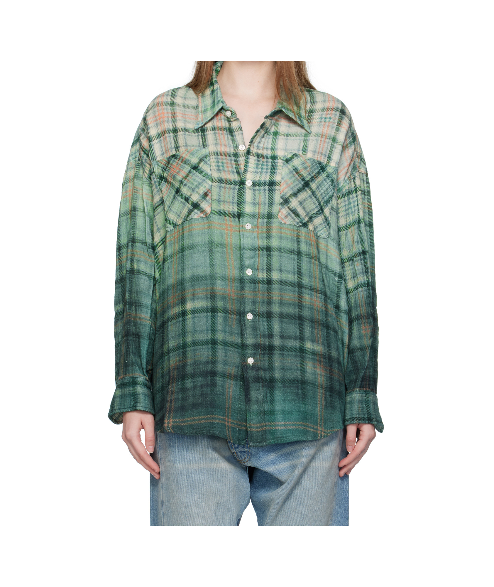 R13 Drop Neck Work Shirt In Green