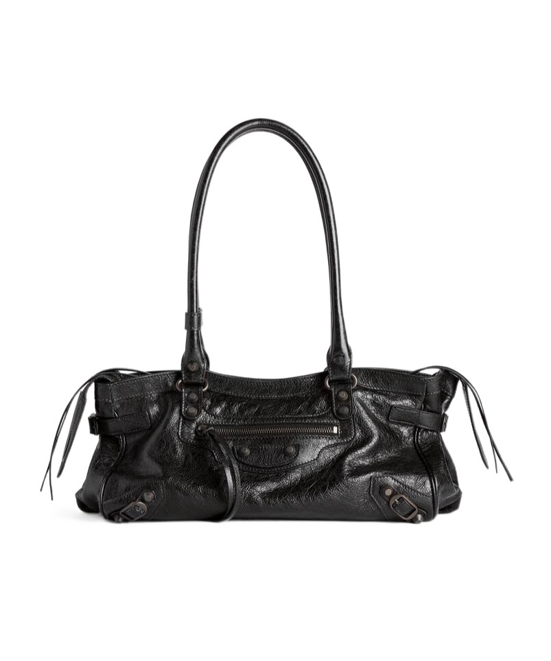 Balenciaga Le City East West Leather Shoulder Bag In Black