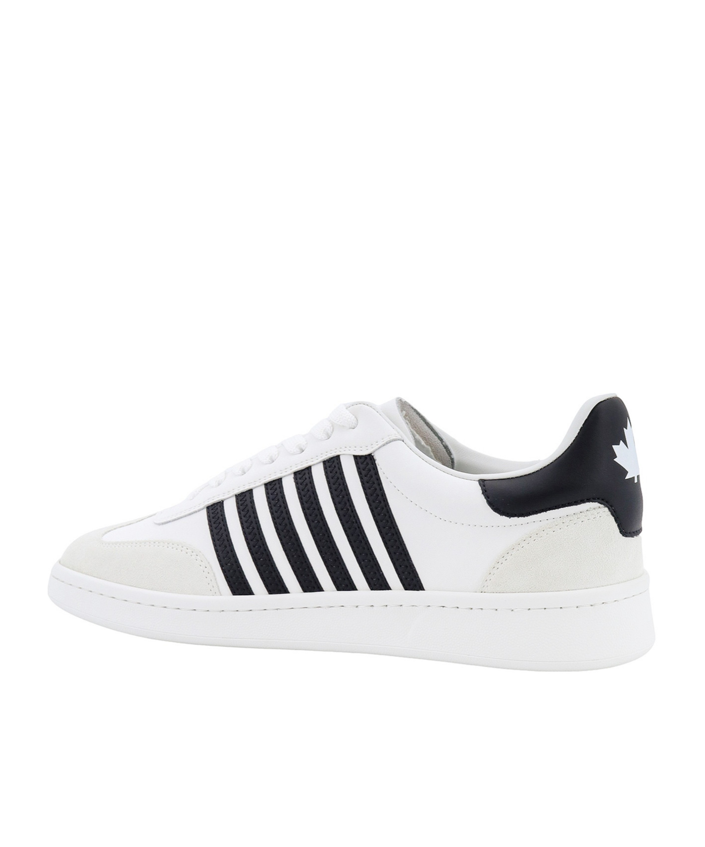 Dsquared2 White And Black Low Top Sneakers With Contrasting Bands In Leather Man In White