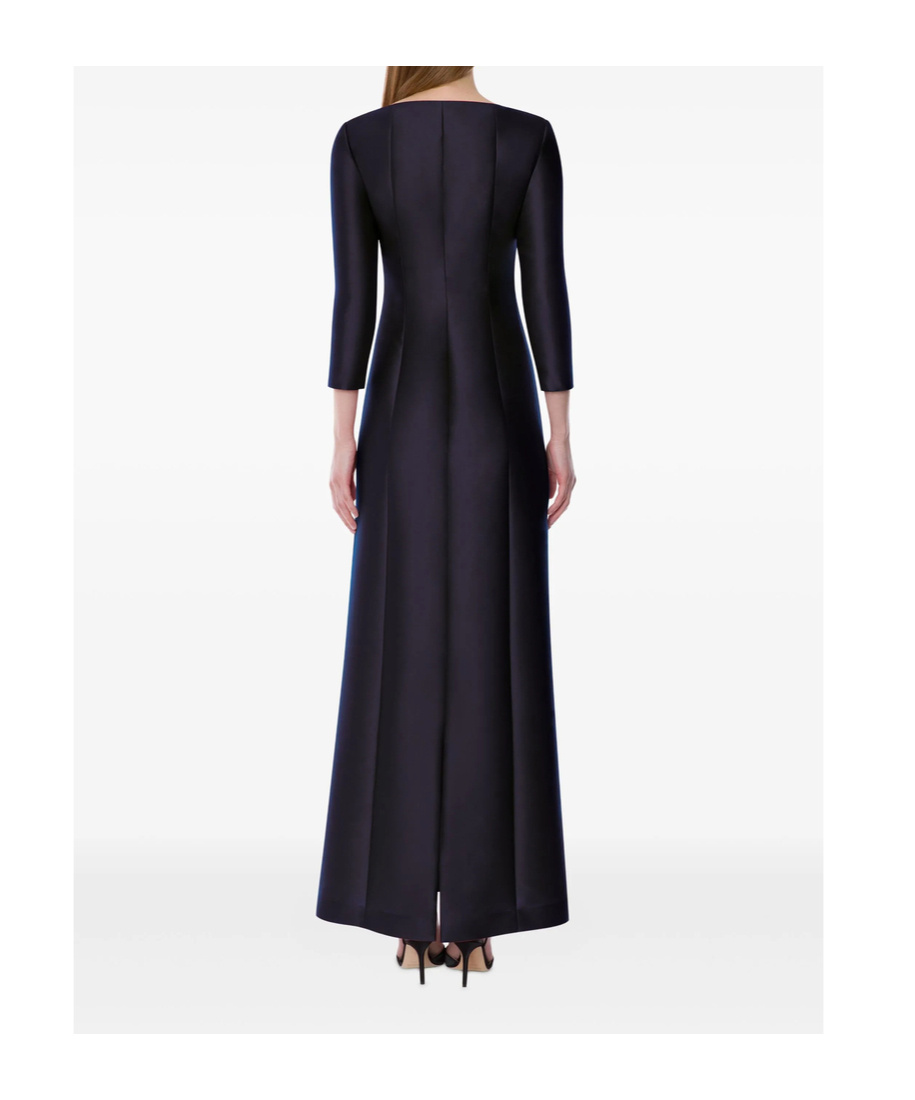 Alberta Ferretti Long-sleeved Mikado Evening Dress In Blue