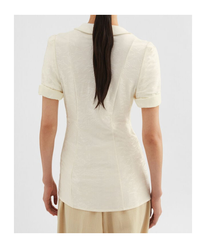 Jil Sander Claudine Collared Short-sleeve Shirt In Off-white