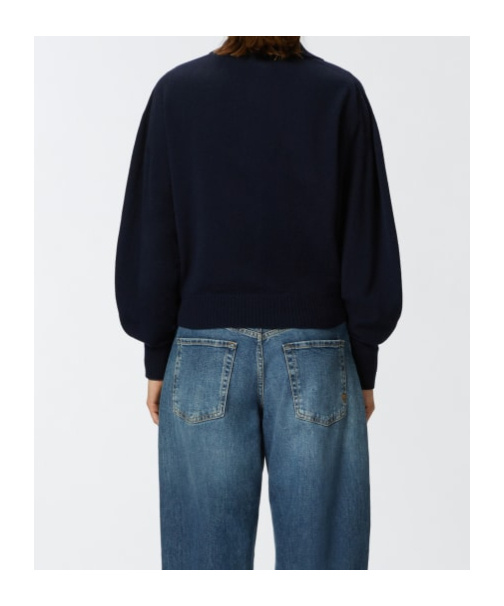 Pinko Short Cashmere-blend Sweater With Collar In Black