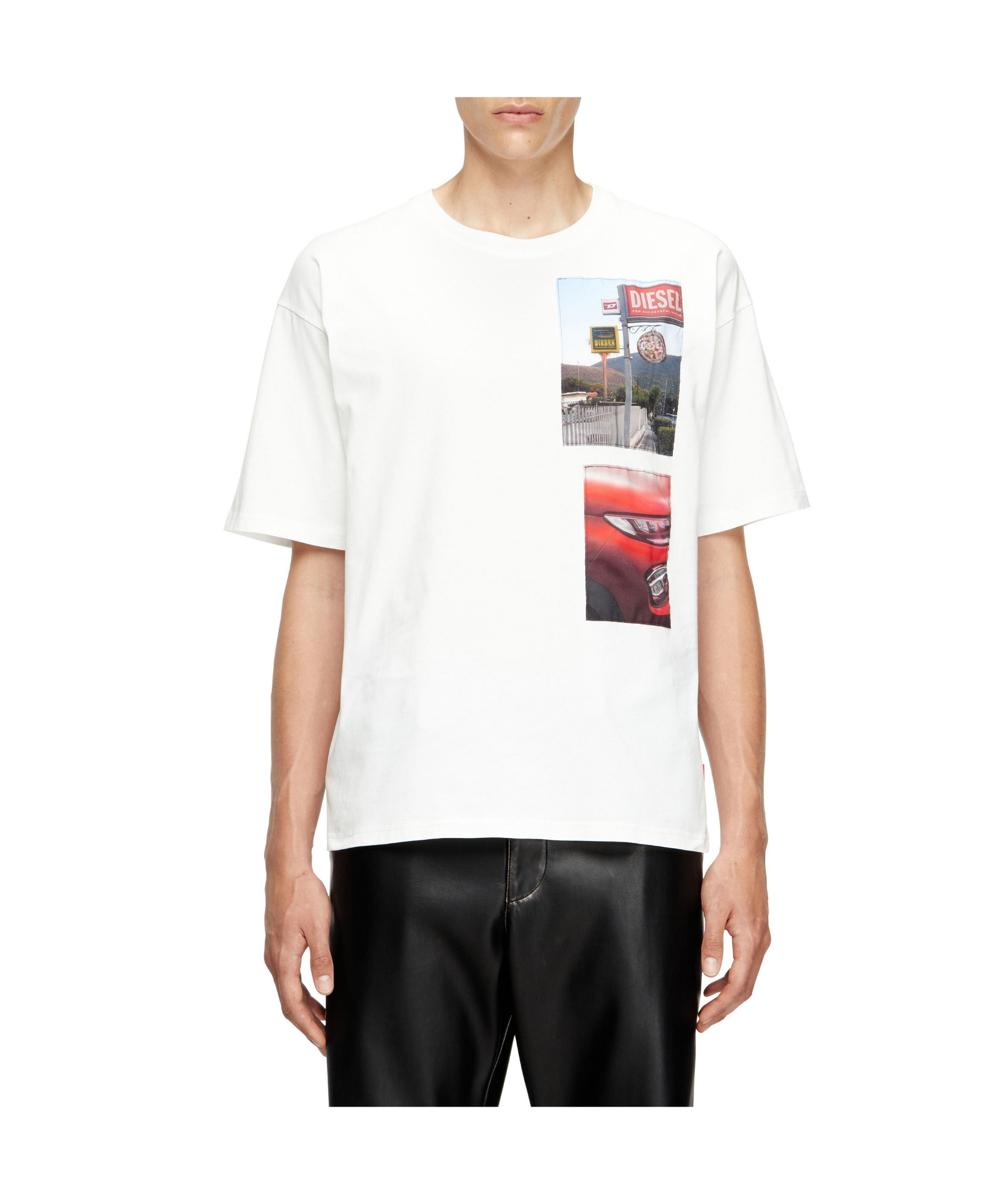 Diesel Mens 141 T-boxt-t3 Graphic-patch Cotton-jersey T-shirt In White