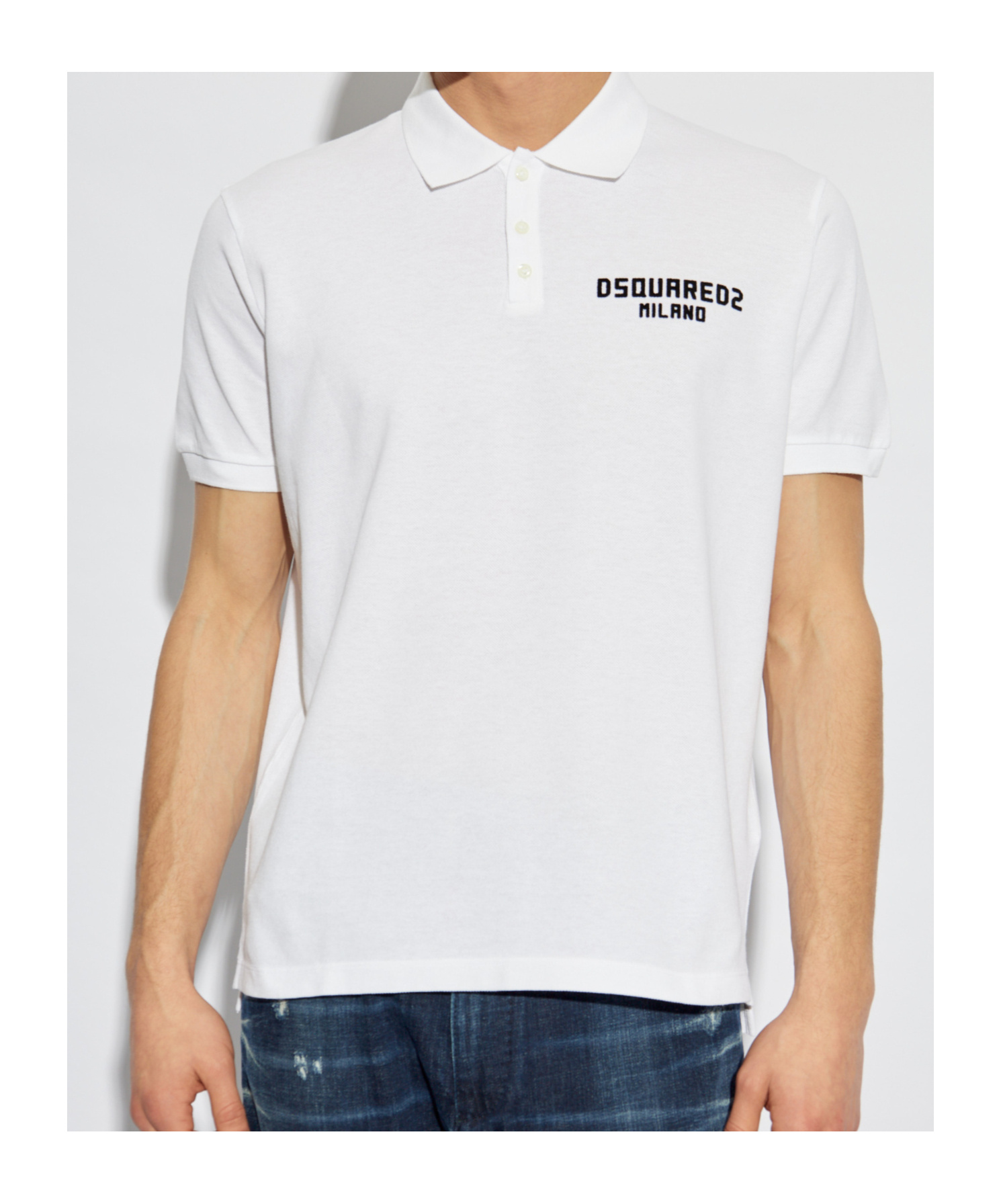 Dsquared2 Logo Cotton Polo Shirt In White