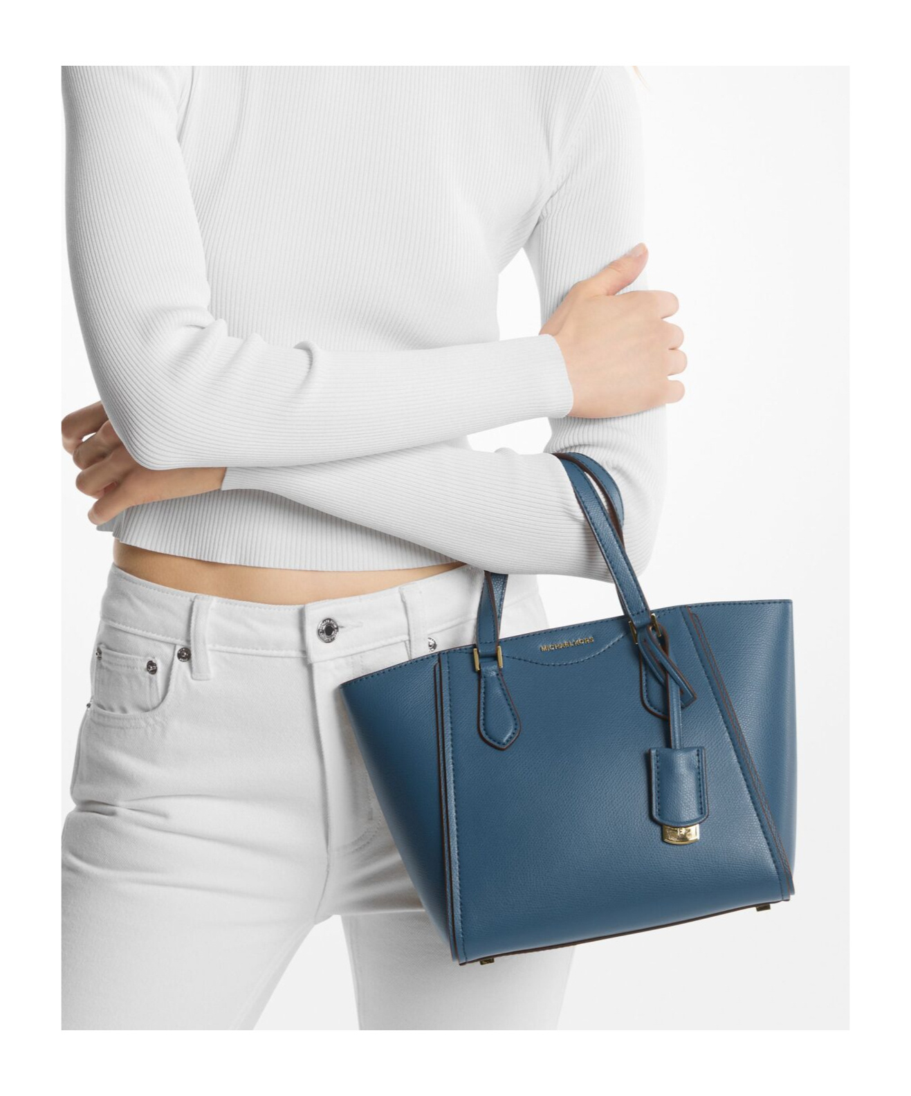 Michael Kors Michael Large Leather Tote In Blue