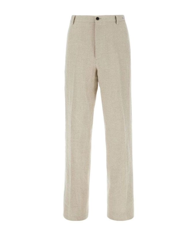 Ferragamo Linen Trousers With Pockets And Loops In Nude