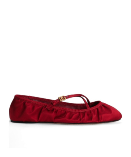 Dolce & Gabbana Ballerinas Satin Leather Sole In Red