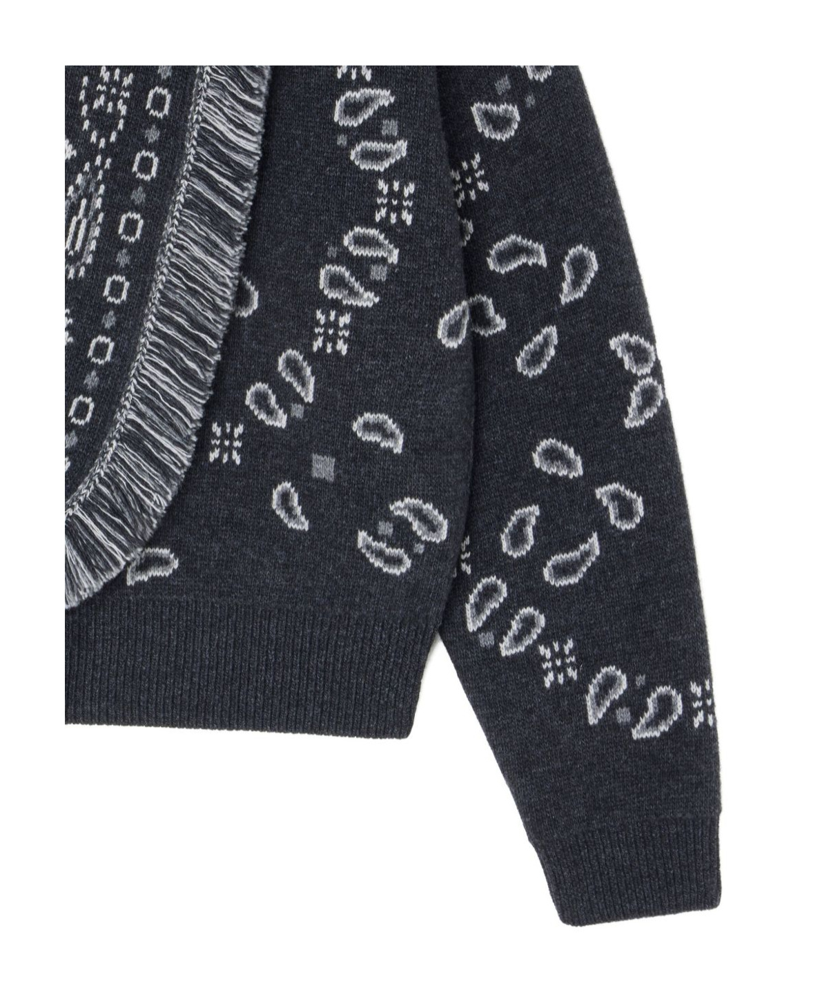 Alanui Bandana Wool And Cashmere Cardi-bomber In Gray