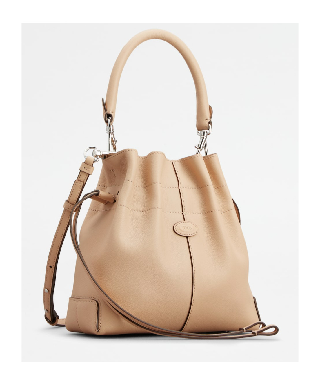 Tod's Di Bag Bucket Bag In Leather Mini With Drawstring In Nude