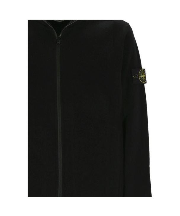 Stone Island Zip-up Jacket With Logo Patch In Black