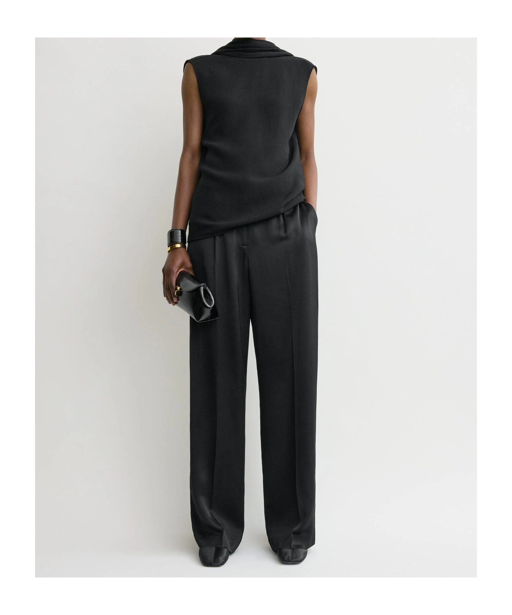 Totême Cocoon Cape Blouse Black In Black