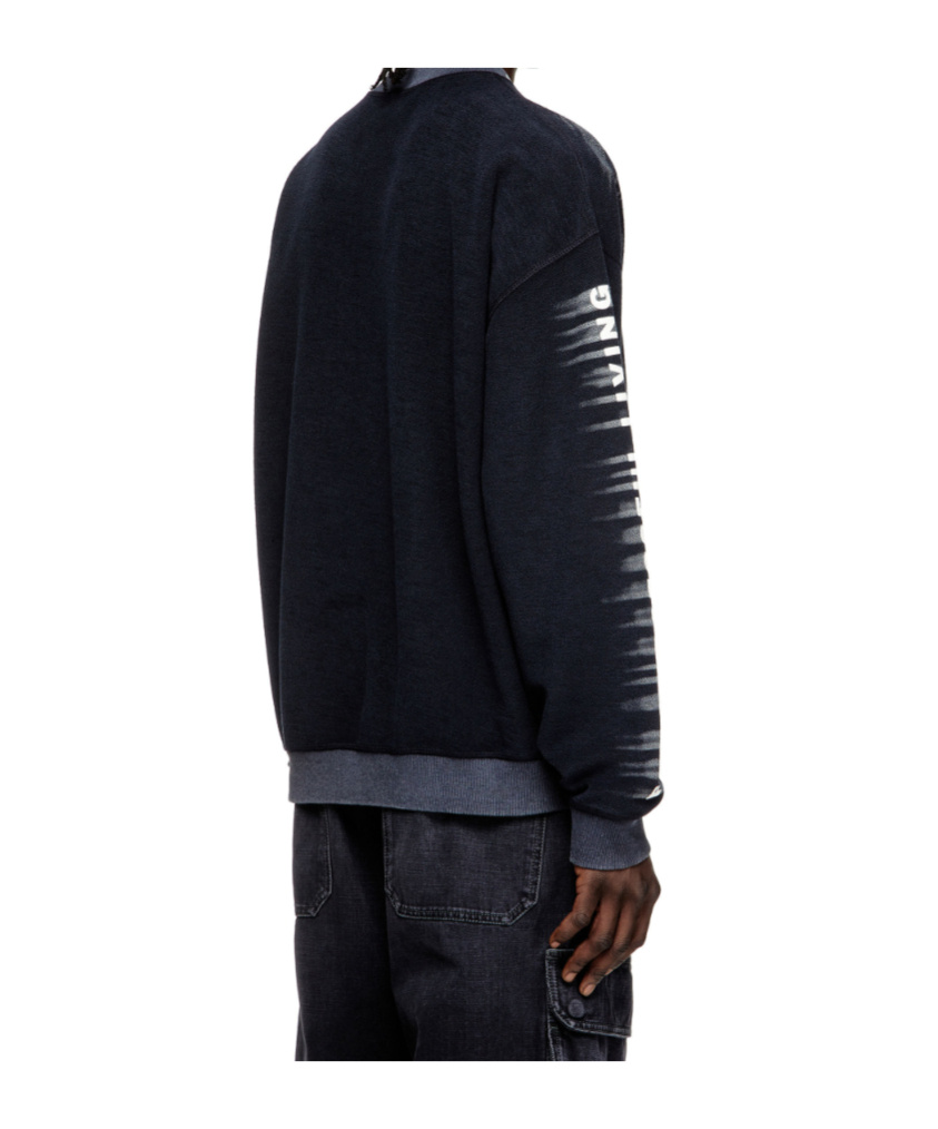 Diesel Cotton Sweatshirt With Oval D Print In Black