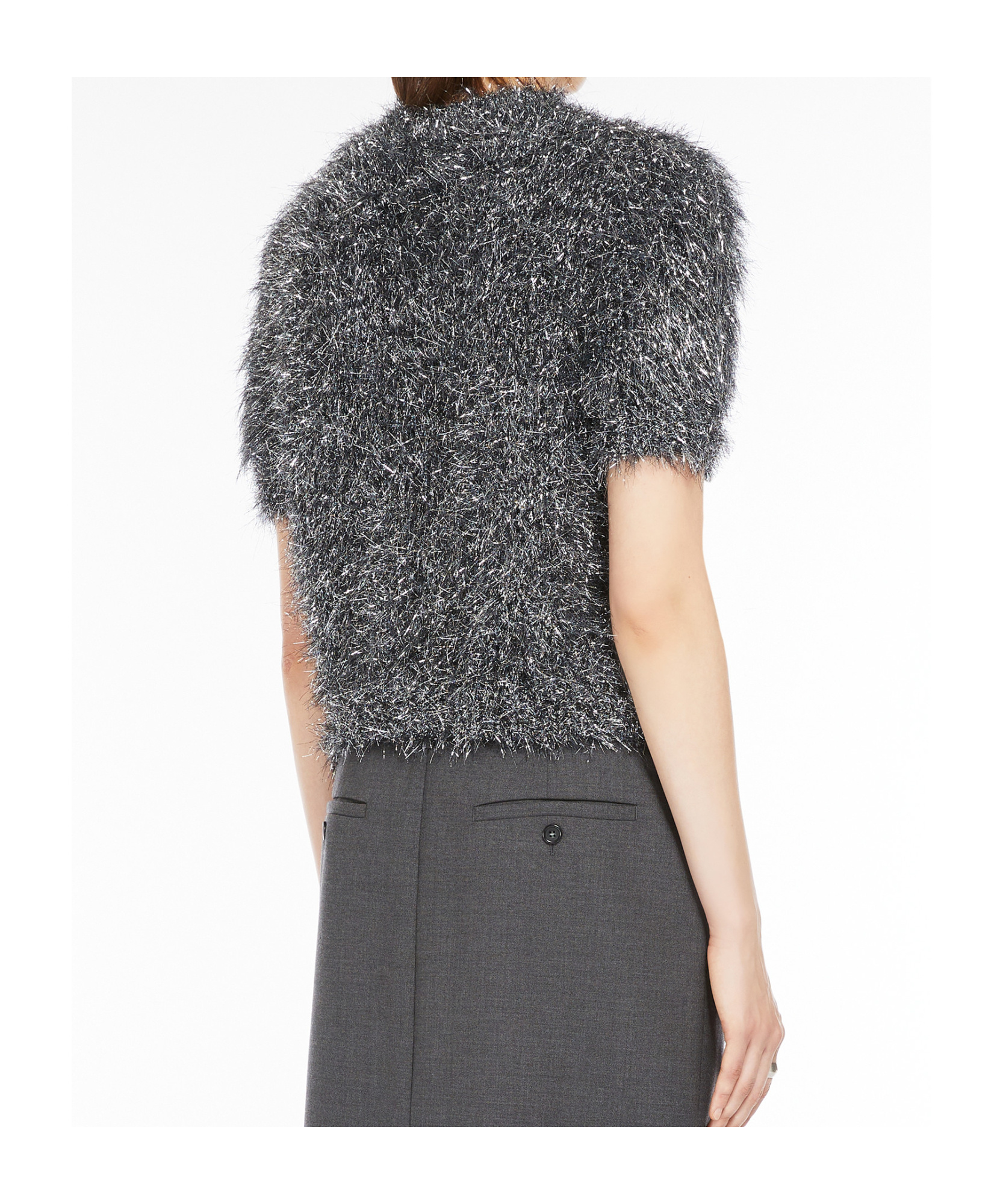 Sportmax Gold And Silver Short Sweater In Black