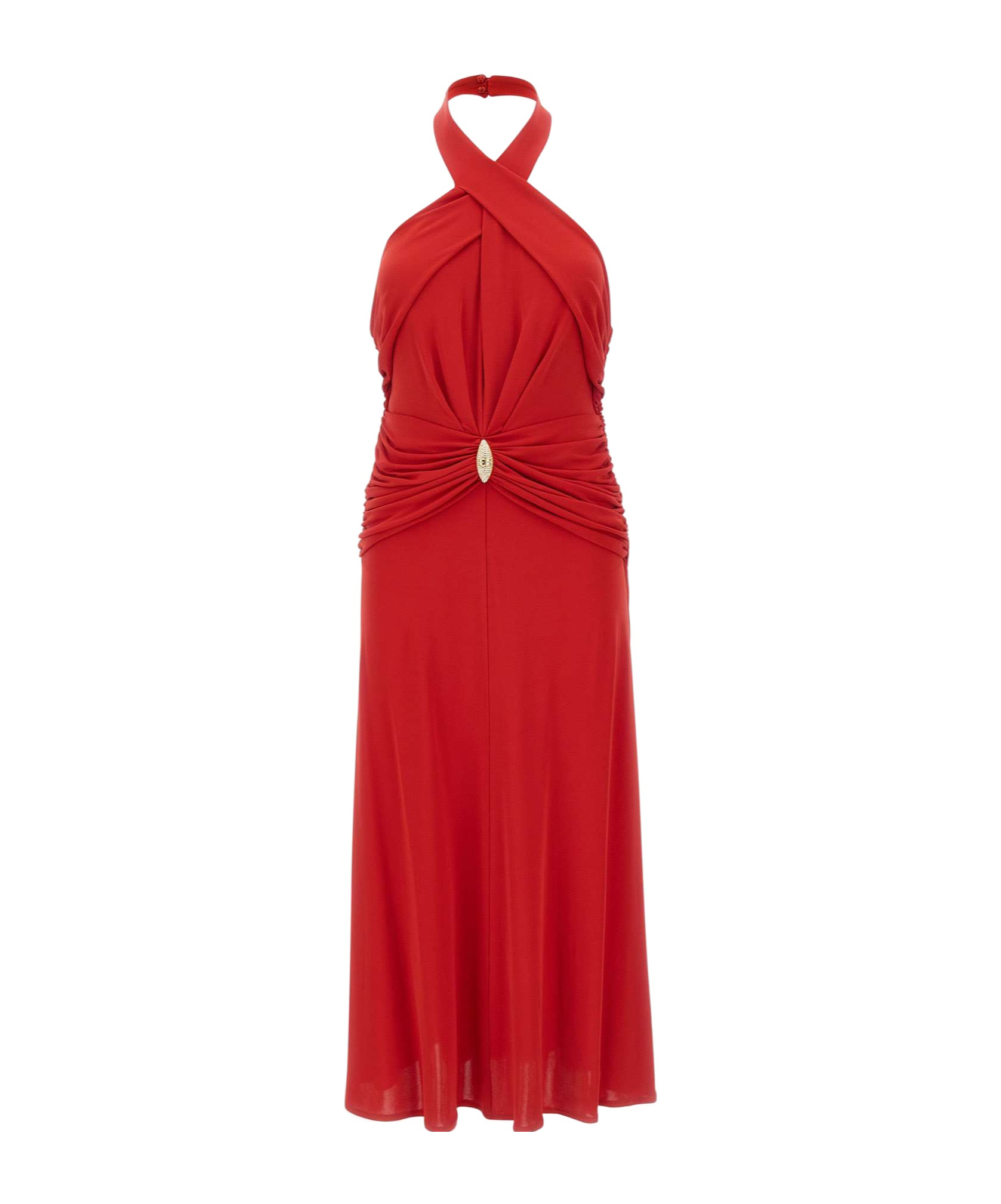 Elisabetta Franchi Crossover-neck Midi Dress