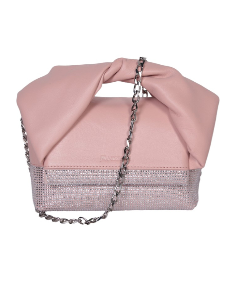 Jw Anderson Medium Twister - Leather Top Handle Bag With Crystals In Pink