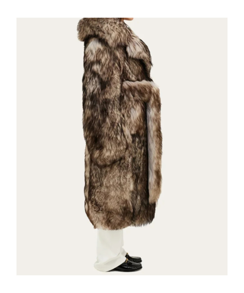 Ferragamo Leather And Shearling Coat In Brown